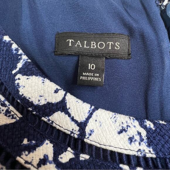 Talbots Shift Dress SZ 10 Textured Whimsical Mixed Fruit Print Midi Knee Preppy - Picture 10 of 10